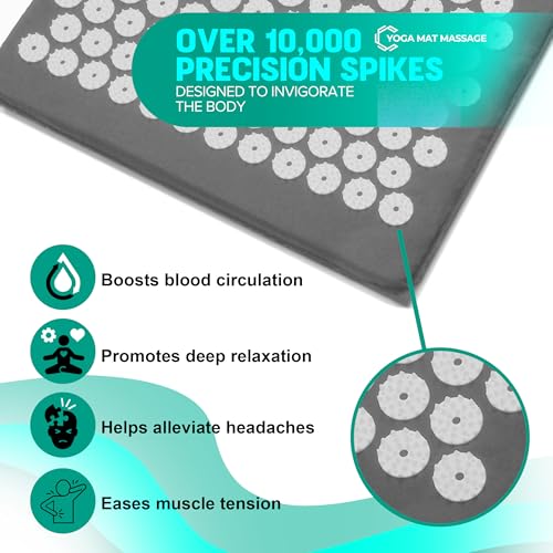 Sivan Acupressure Mat & Pillow Set for Back & Neck (Large, Gray/White) - color: Gray/White, size: Large