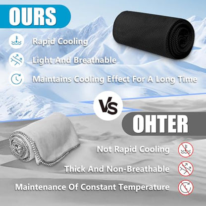4 Pack Cooling Towels, Soft Breathable Cooling Towels for Neck and Face | Microfiber, Gym, Men, Women, Waterproof Bag, Carabiner, Yoga, Golf, Hiking, Running, athletes, gift, Blue, Green, Pink, Black - color: Light Blue/Royal Blue/Black/Grey