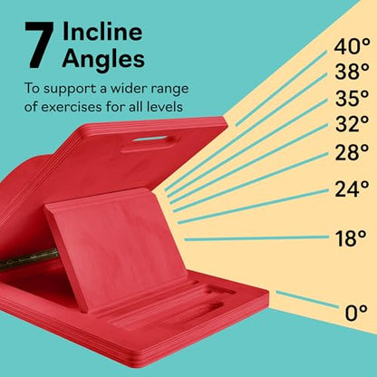 Slant Boards for Exercise, Wooden Slant Board, Calf Stretch Board with 7 Incline Angles, Velour Board, Balance Board & Calf Stretcher, Portable Incline Board for Physical Therapy, Ankle Mobility, Heel & Knees - color: Red