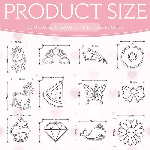 Jenaai 72 Pcs Window Art Suncatcher Kits DIY Window Suncatchers for to Paint Ornament with 24 Suction Cups for Crafts Gift(Unicorn)
