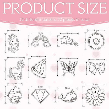 Jenaai 72 Pcs Window Art Suncatcher Kits DIY Window Suncatchers for to Paint Ornament with 24 Suction Cups for Crafts Gift(Unicorn)