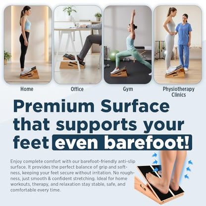 Wooden Slant Board for Calf Stretching with 5 Adjustable Angles, 500 lbs Capacity – Stable Non-Slip Calf Stretcher Incline Board – Calf Stretch Board for Mobility, Knee Pain Relief, Squats & Poster