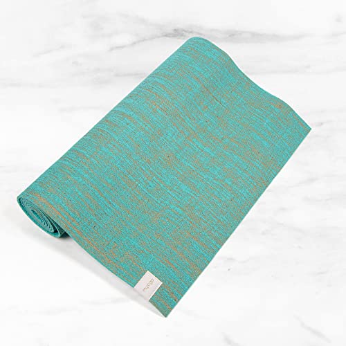 Myga Jute Yoga Mat, High Performance Vegan Floor Exercise Mat, Eco Friendly Biodegradable Yoga Mat with PVC Backing,72" x 24", 0.2" Thickness - color: Aqua