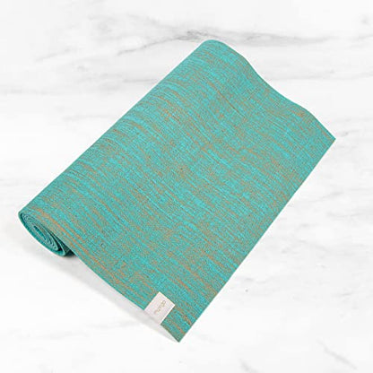 Myga Jute Yoga Mat, High Performance Vegan Floor Exercise Mat, Eco Friendly Biodegradable Yoga Mat with PVC Backing,72" x 24", 0.2" Thickness - color: Aqua