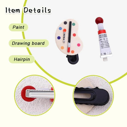 Art Palette Hair Clips Set for Women Cute Paintbrush Hairpins Barrettes for Girls Art Lovers Hair Accessory for Artists Painters Funny Oil Painting Brush Hairs Clips Pins