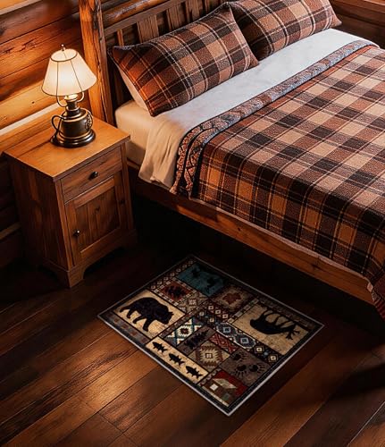 YIHOUSE Washable Rustic Cabin Area Rug 2 x 3 Entryway - color: Brown, size: 2'x3'(Rectangular)