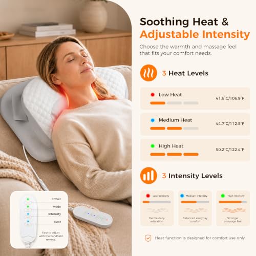 MEKZU Neck Massager Pillow with Heat, 4D Kneading Neck & Shoulder Massager