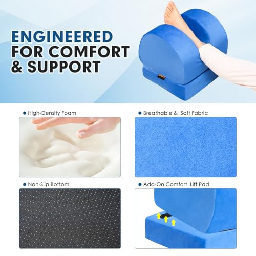 AUROPEAK Knee Replacement Pillow, Adjustable Leg Elevation Pillow, Blue