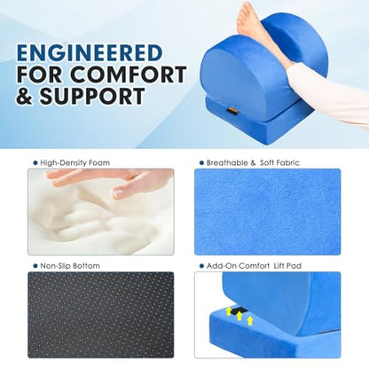 AUROPEAK Knee Replacement Pillow, Adjustable Leg Elevation Pillow, Blue