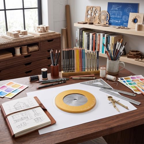 Circle Drawing Maker, Metal Round Circle Drawing Tool Professional Drawing Ruler with Scale for Drafting, Designing Drawing Office
