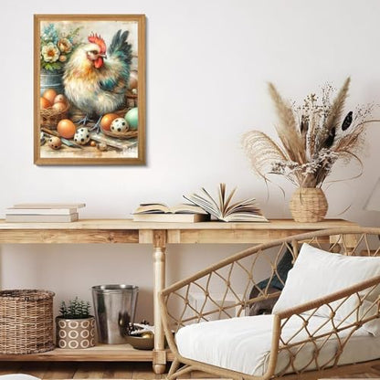 Chicken Diamond Art Kits for Adults,Diamond Painting Kits 12X16 Inch | 5D Diamond Art Paintings for Beginners,Round Full Drill Diamond Dot Tools Kit,Extra Diamonds,Stress Relief Craft,DIY Gift - color: Chicken-260204