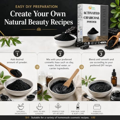 Herbs Botanica Activated Charcoal Powder, Food Grade, 2 oz | Bamboo charcoal powder for baking, soap making, face masks, and DIY skincare.