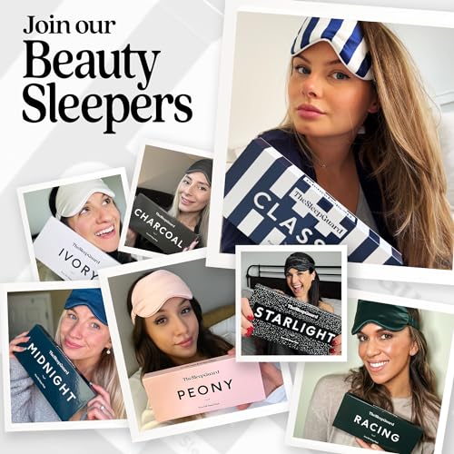 TheSleepGuard Pure Silk Sleep Mask [100% 6A Mulberry Silk, 22 Momme] Light Blocking Travel Essentials. Eye Masks for Sleeping. Black Oeko-Tex Blindfold. Eye Covers for Men & Women - color: Classic Stripe