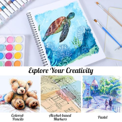 Marker Paper Pad 7.6 × 10 in, 30 Sheets, 200gsm, Double-Sided | Bleedproof Acid-Free Paper, Spiral Bound, Tear-Out Pages, Smooth for Alcohol Markers, Pens, Acrylics And Sketching - size: 7.6×10 Inch (1 pack)