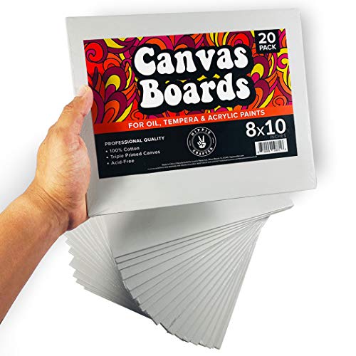 HIPPIE CRAFTER 20 Pack Paint Canvases for Painting, 8x10 Blank Art Canvas Panels, Flat Canvas Boards for Acrylic, Oil, and Mixed Media, Small Canvases for Painting Projects and Art Supplies - size: 8 x 10