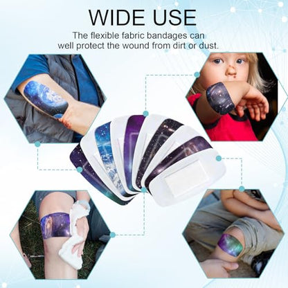 Geiserailie Large Flexible Fabric Bandages 2x4 Waterproof,Starry Sky | Cushioned Pad Protects Wounds and Cuts, Latex Free Bandages for Sensitive Skin, Stays Secure During Daily Activities - style: Starry Sky