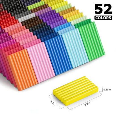 Artpar 52 Colors Polymer Clay Kit,Oven Bake Modeling Clay for Kids Adults | DIY Molding Clay Starter Sculpting Set With Tools & accessories,Non-Sticky,Kids School Classroom Stem,Home Party Art Crafts - color: 50