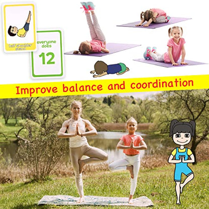 Yoga Cards for Kids, Play Yoga Games with 20 Poses, 52 Cards | Memory Matching, Go Fish & Snap, Yoga Pretzel Exercise Flashcards for Classroom, Homeschool PE, Instructions, Ages 3+ - style: Kids Yoga Cards