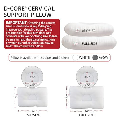 Ergonomic Cervical Pillow for Neck Pain Relief Back & Side Sleepers MID GR - color: Gray, size: Midsize