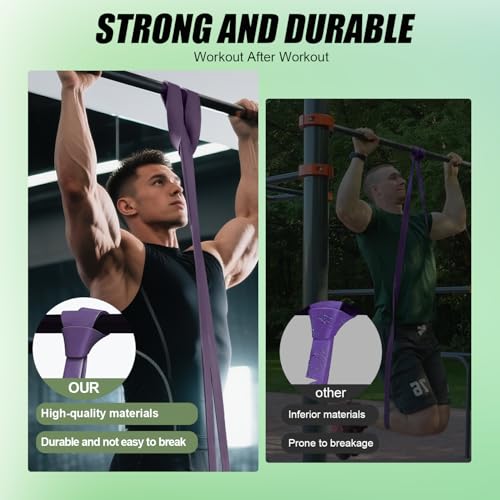 WHATAFIT Resistance Bands, 5 Level Pull Up Assistance Bands for Working Out - color: 2.3-56.7kg(5-125파운드) 그레이 퍼플+그립