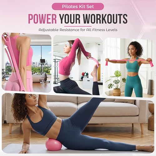 Home Pilates Kit for Women & Men | 15Pcs Better Me Pilates Kit with 14 Inches Pilates Ring and Ball Set, Resistance Bands, Core Sliders, Bag - Full Body Exercise Home Pilates Workout Kit