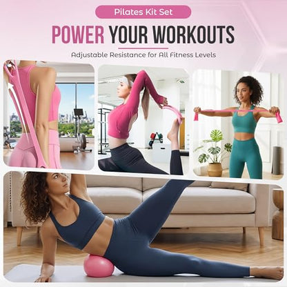 Home Pilates Kit for Women & Men | 15Pcs Better Me Pilates Kit with 14 Inches Pilates Ring and Ball Set, Resistance Bands, Core Sliders, Bag - Full Body Exercise Home Pilates Workout Kit