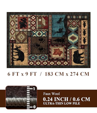 YIHOUSE 6x9 Rustic Cabin Area Rugs for Living Room Brown - color: Brown, size: 6' x 9' (Rectangular)