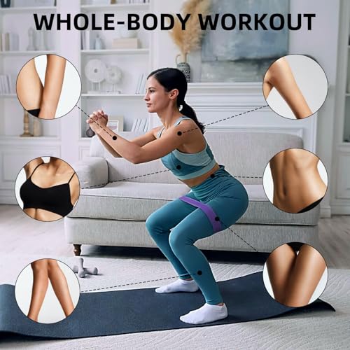 Resistance Loop Exercise Bands for Home Fitness, Yoga Pilates, Stretching, Strength Training, and Physical Therapy - Elastic Bands Set Workout Bands for Women&Men (5pcs Set) - color: Purple