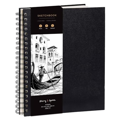 Artist’s Sketchbook Hardcover – 200GSM Very Thick Paper – Large, Spiral Sketch Book for Drawing and Mixed Media – Sketch Pad, Art Book - 8.25 x 11.4, 40 Sheets / 80 Pages - size: 8.25 x 11.4 inches
