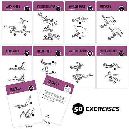 NewMe Fitness Pilates Workout Cards - 50 Card Exercise Deck - style: Pilates