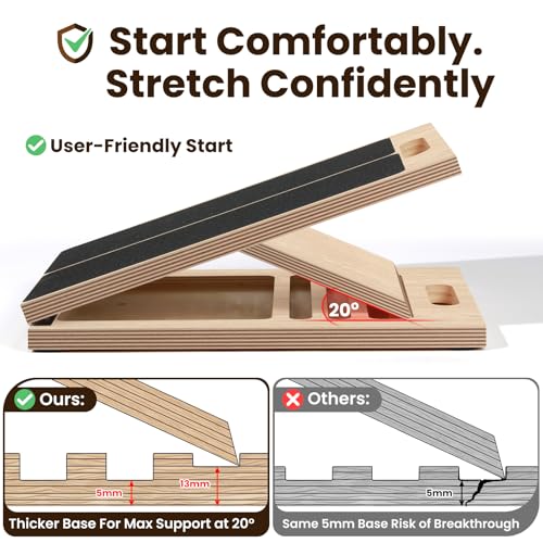 Premium Adjustable Wooden Slant Board for Calf Stretching & Squats, 330lb