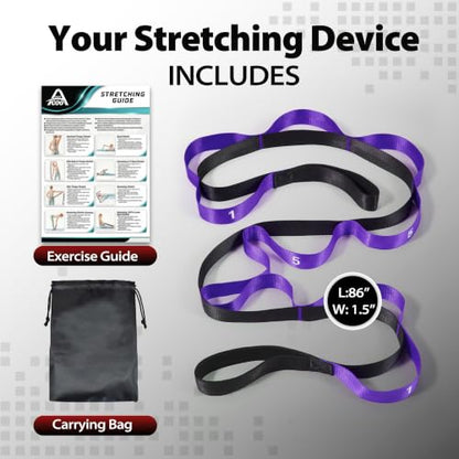 Acozycoo Stretching Strap with Loops for Physical Therapy,Knee,Calf,Back - color: Purple, size: Length: 86 Inch, Width: 1.5 Inch
