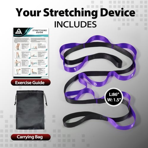 Acozycoo Stretching Strap with Loops for Physical Therapy,Knee,Calf,Back - color: Purple, size: Length: 86 Inch, Width: 1.5 Inch