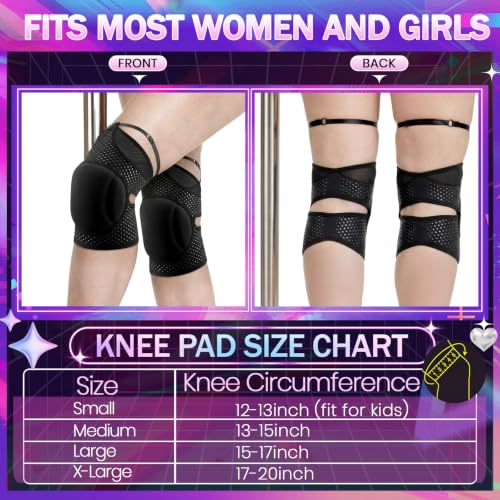 Seenelling 1 Pair Medium Pole Dance Knee Pads for Women Protective Non-slip Knee Pads for Ballet Modern Floor Dance and Indoor Sports Yoga Volleyball Figure Skating