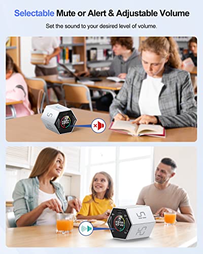 Ticktime T6 Pomodoro Timer Cube for Focus, Study, Work, Task, ADHD, Kitchen - color: Gray