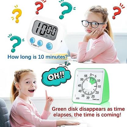 60-Minute Visual Timer for Kids, Management Classroom Timer, Green | Classroom, Home Edition Study Visual Timer - Silent Countdown Timer for Toddlers, Kids, Teachers and Adults - color: Green