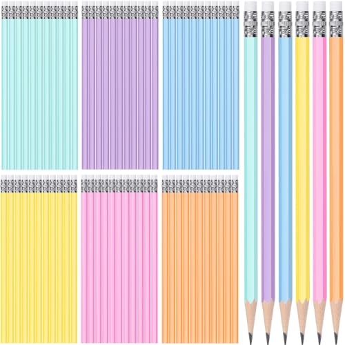 TecUnite 60 Pcs HB Pencils #2 Unsharpened Wood Cased Pencils with Eraser Hexagonal Pencil Cute Graphite No 2 Pen for Adults Gifts Exam School Office Sketching Learning(Macaron Color, Silver) - color: Macaron Color, Silver