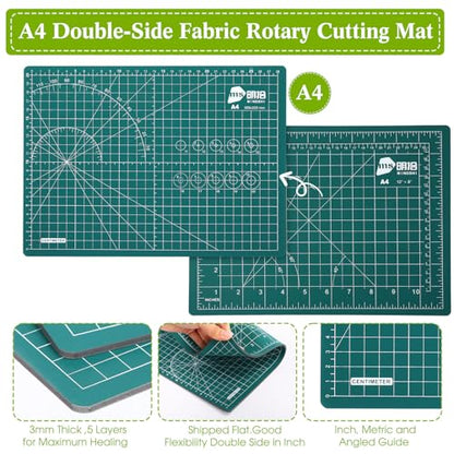 Chunful 5 Pcs Rotary Cutter Set 2 Pcs A4 Self Healing Cutting Mat & 45mm Fabric Cutter Wheel with 2 Blades 9 x 12 Inch Sewing Cutting Mats for Crafts Quilting Patch Working Hobby