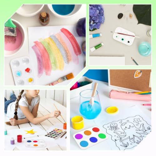 Bercoor 32 PCS Plastic Paint Palettes, 6 Well Watercolor Oil Palette | White Rectangular Painting Tray Artist Craft Palettes for Painting Party, DIY Craft and Art Painting - style: Rectangle32
