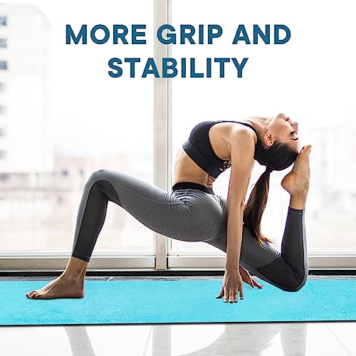 Yoga Towels, Non Slip Hot Yoga Mat Towel with Grip Dots,Super-Absorbent Soft Microfiber Yoga Blanket for Pilates, Fitness and Workout 72inch x 24inch - color: Light Blue