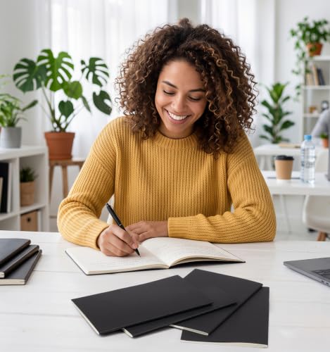 24 Pack A5 Black Cover College Ruled Notebooks Bulk, Journaling Notebooks | A5 Lined College Ruled Notebook, 8.3x5.5 Inches 60 Pages Travel Journal Notebooks Set for Work, School, Writing - color: Black, style: Black-24-Lined