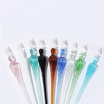 Leadigol 6PCS Vintage Glass Dipping Pen, Handmade Glass Dip Pen, High Borosilicate Crystal Dip Pen Glass Signature Pen, Signature Calligraphy Fountain Pen