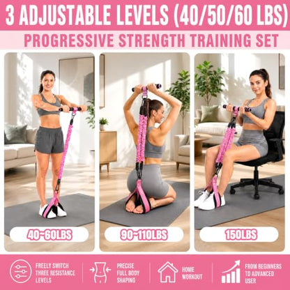 Pedal Resistance Band, 40/50/60 lbs with Handles & Ankle Straps