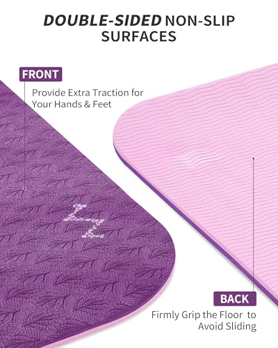 CAMBIVO 72''x48'' Large Yoga Mat, Extra Thick TPE Workout Mat - color: PURPLE, size: 6mm