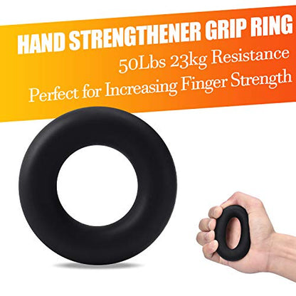Grip Strength Trainer 7 Pack Adjustable Hand Gripper, Finger Stretcher Resistance Extensor Bands, Finger Exerciser, Grip Strength Ring & Stress Ball, Hand Grip Strengthener - color: Black