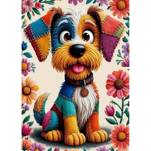 WSLWXSHM Diamond Art Painting Kits for Adults Dog, Animal Round Full Drill Diamond Art Kits, 5D DIY Paint with Diamonds Crafts for Home Wall Decoration Gifts 12×16Inch - color: Dog F