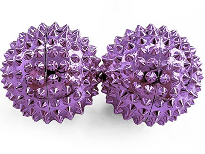 2X Spiky DBT Skill Balls | 1.25 inch | Magnetic Stress Relief Balls | Spiky Massage Balls for Relaxation, Tension Release, Focus & Mobility (Purple) - color: Purple, size: 1.25 Inch