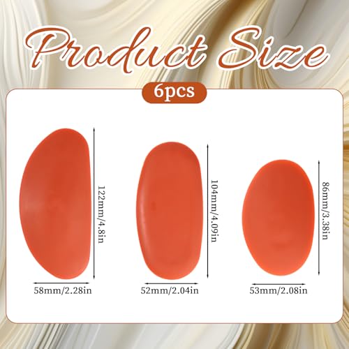 6 Pieces Red Pottery Ribs Soft Rubber Pottery Clay Ribs Set Ceramic Shaping Tools Silicone Sculpting Tools with 3 Different Sizes for Smooth Finishing and Removing Finger Marks