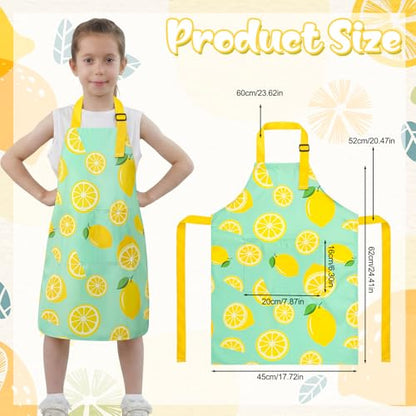 2 Pack Kids Apron, Cute Cooking Aprons, Waterproof Art Apron with Pockets, Toddler Painting Artist Apron Adjustable - color: Lemon, size: 45*62cm