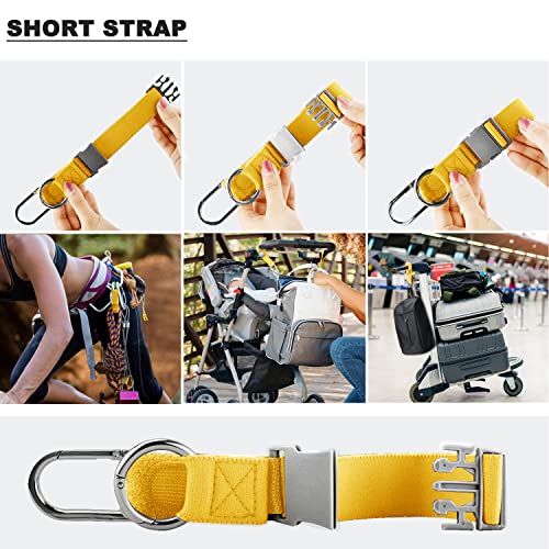 ZINZ Elastic Jacket Gripper Travel Strap with D-Ring Hooks and Buckle, Suitcase Straps Belts Travel Accessories, Makes Your Hands Free - color: Yellow